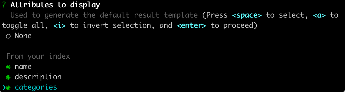 Select name, description, and categories when prompted