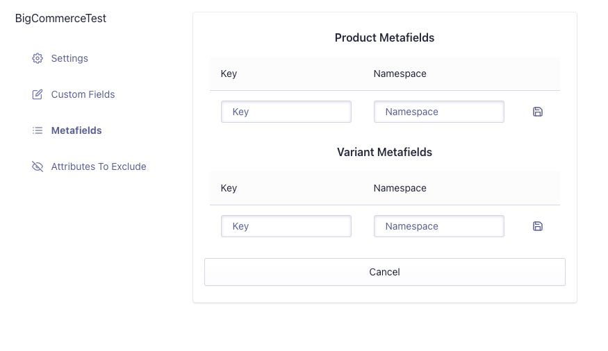 Bigcommerce metafields configuration