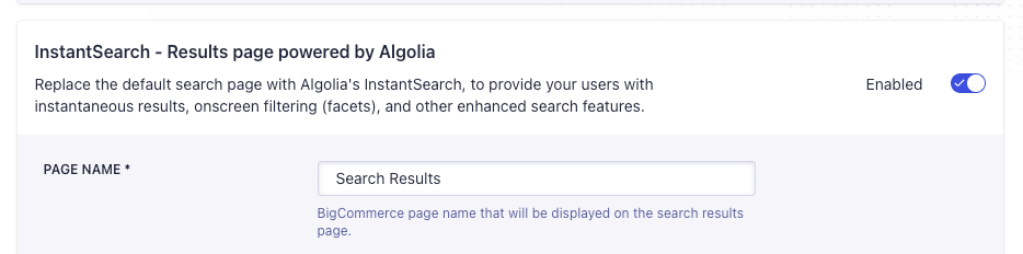InstantSearch page name