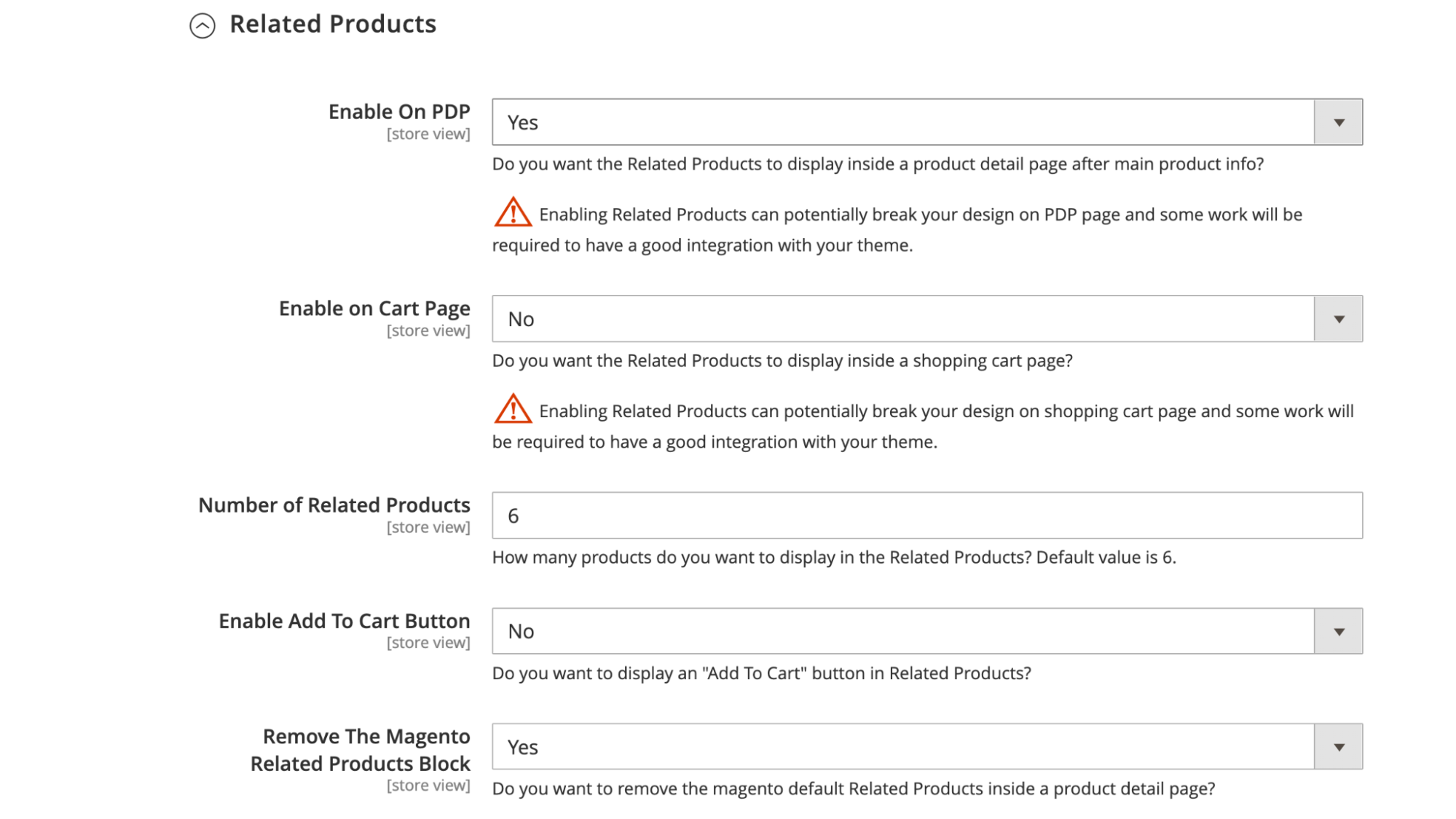 Configure the Related Products recommendations in the Magento dashboard