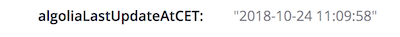 Time when Algolia records were last updated