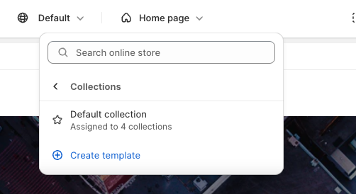 Collection template in the theme customizer