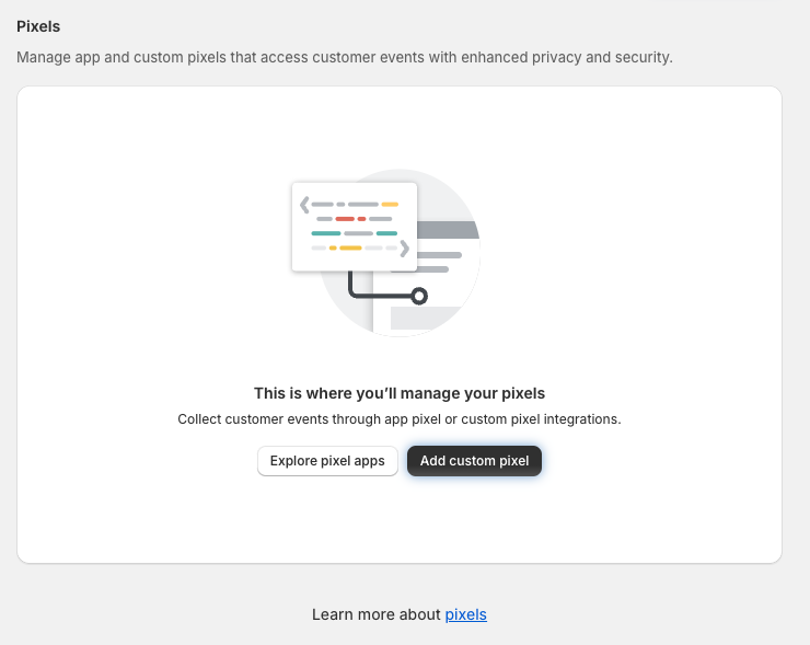 Shopify add custom pixel