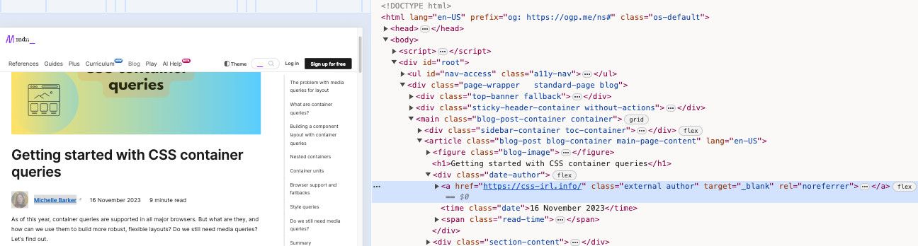 Author information in the CSS classes of a blog post