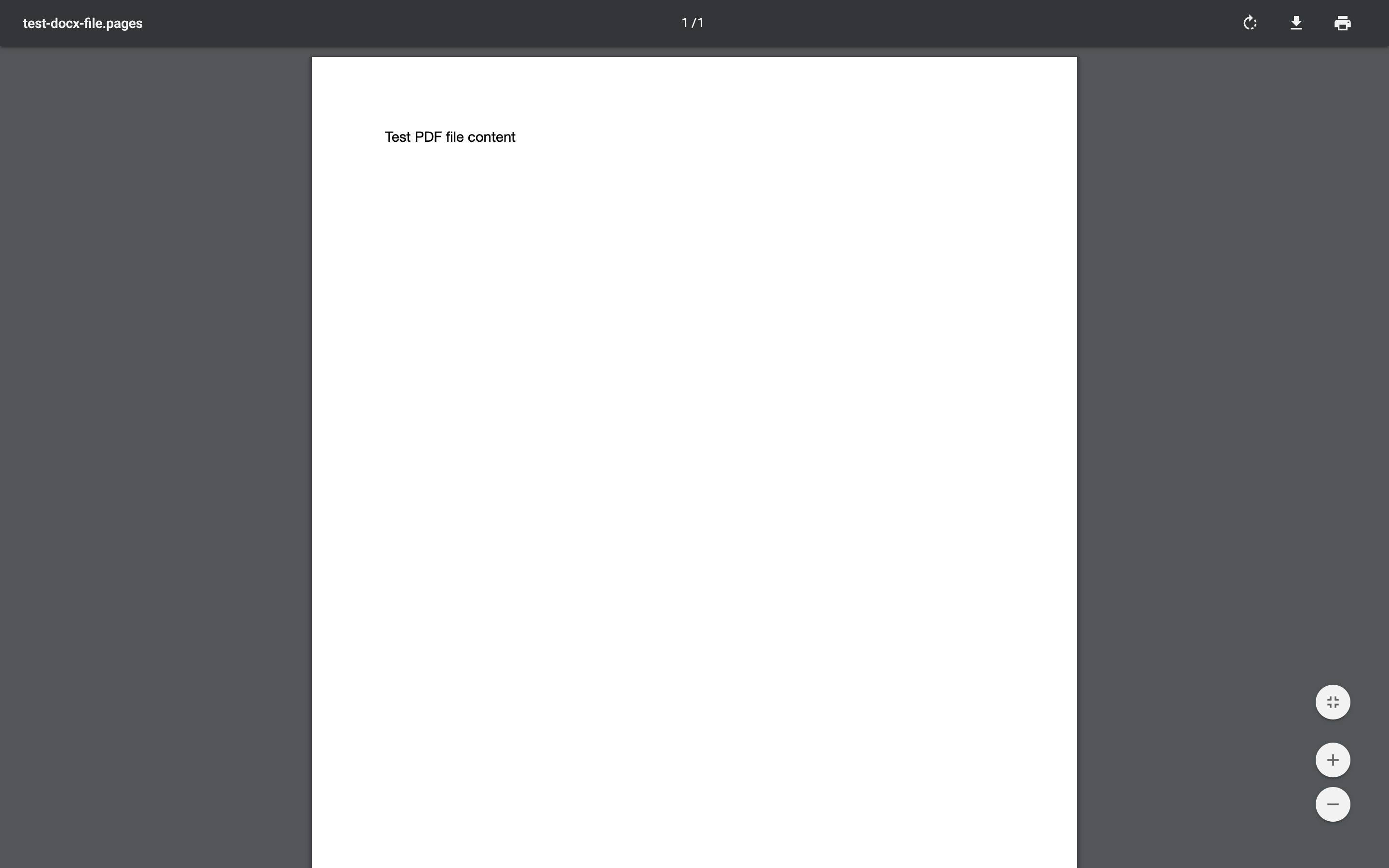 Image of a pdf that says: Test PDF file content